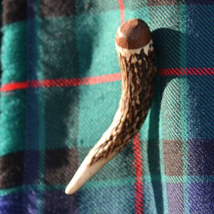 Upcycled Antler & Mahogany Brooch Pin for wholesale by J Boult Designs