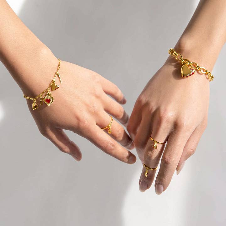 Fortune & Frame – Großhandel Armband mit Charms/Anhängern – Herz Phasen Bettelarmband - Gold