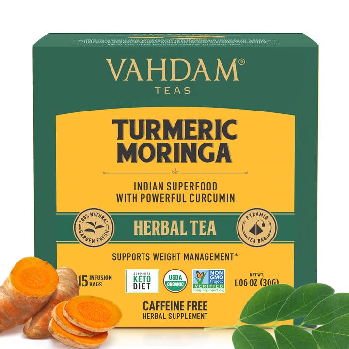 Turmeric Moringa Herbal Tea for wholesale by Vahdam Teas