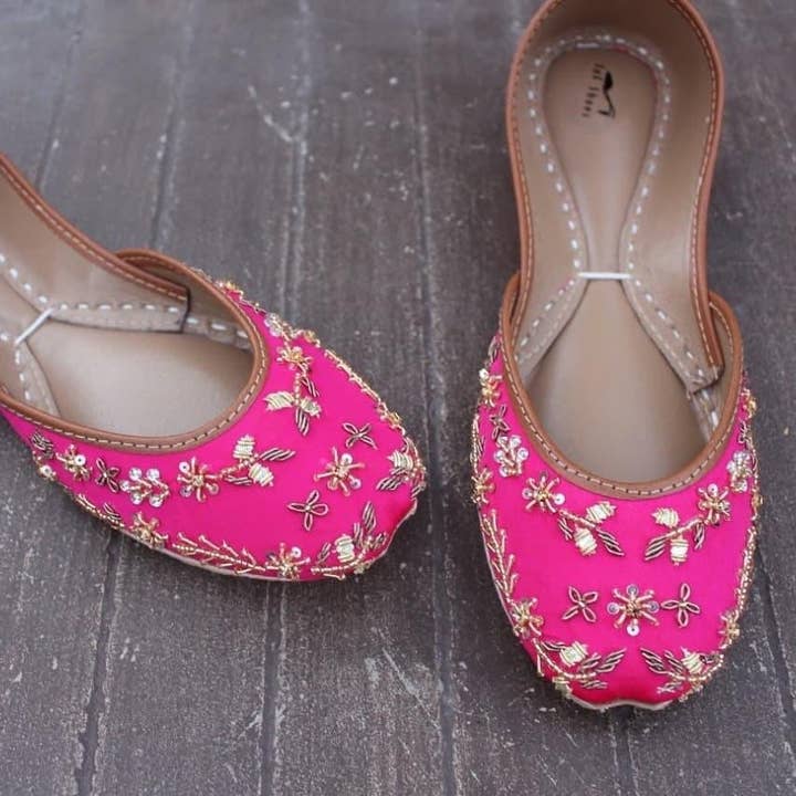 Hermosa Rosa Formal Embellished Pink Ballet Flats Sapatos de Noiva Rasos por atacado de Qhareed