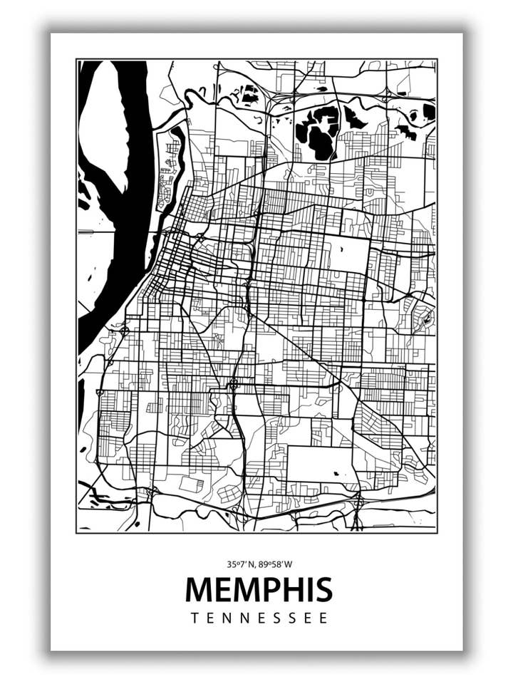 Carte de Memphis, Tennessee pour la vente par Stanley Print House