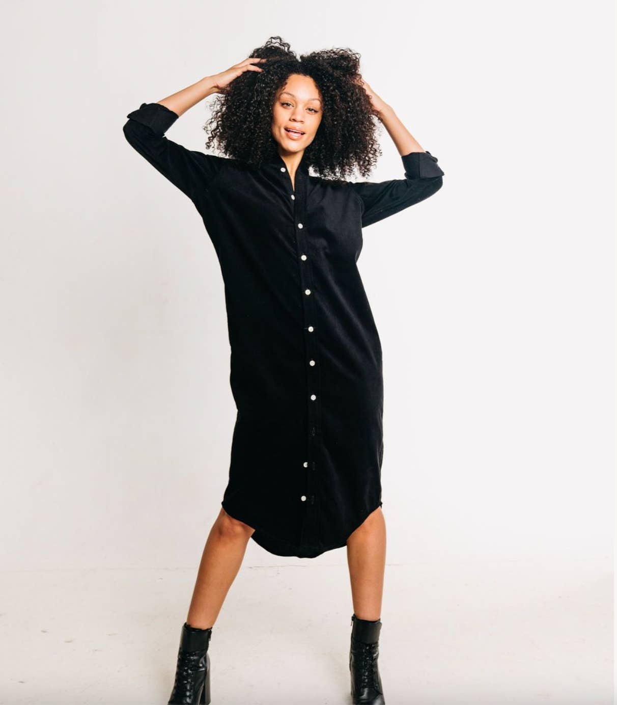 Emily Phillips Clothing - Wholesale Dress – Women's - Black Tencel Girlfriend Midi Dress