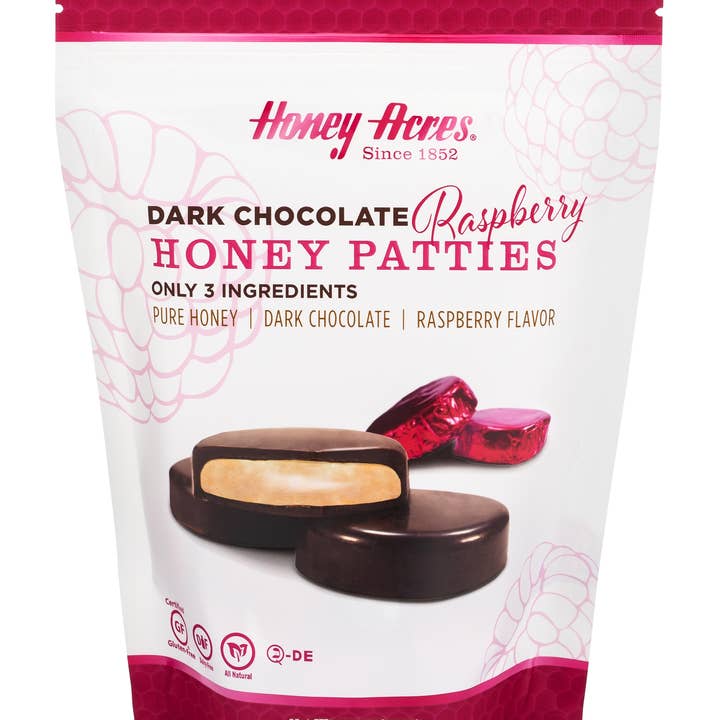 Honey Acres Inc. - Wholesale Chocolate Covered Sweets - Dark Chocolate Raspberry Honey Patties