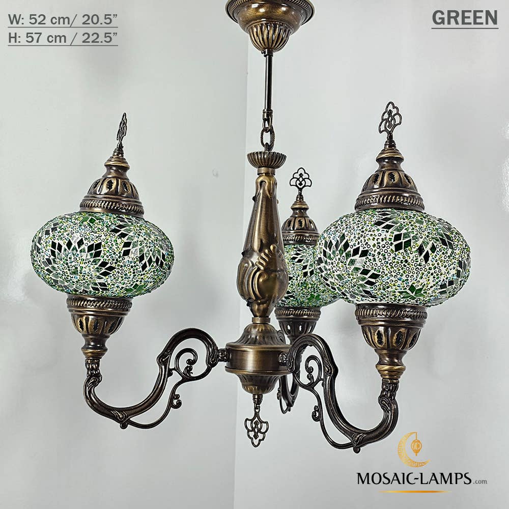 Mosaic Lamps – Candeeiro/lâmpada suspensa por atacado – Mosaico 3 Globo Feito à Mão Turco Marroquino Árabe Oriental Boh5