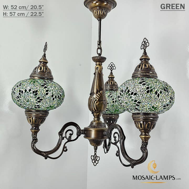 Mosaic Lamps – Candeeiro/lâmpada suspensa por atacado – Mosaico 3 Globo Feito à Mão Turco Marroquino Árabe Oriental Boh5