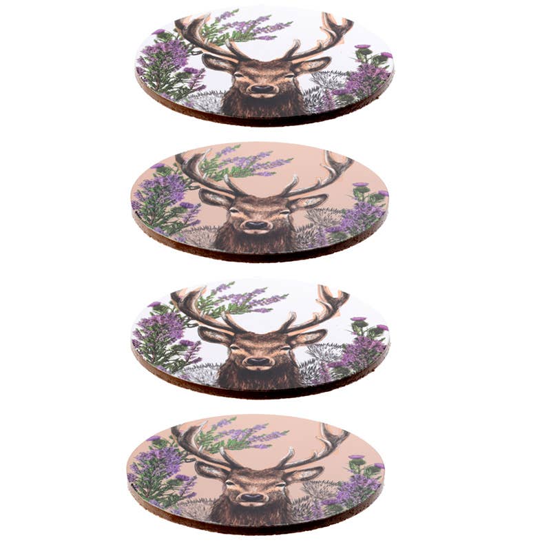 Puckator Ltd – wholesale Coasters – Wild Stag Set of 4 Cork Coasters1