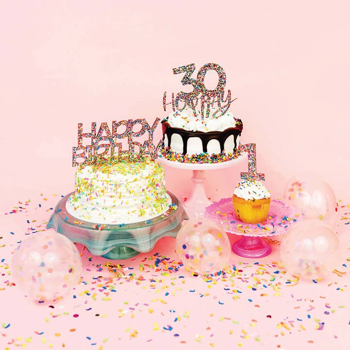 Taylor Elliott Designs – wholesale Cake/cupcake topper – Cake Topper - "Happy Birthday" - Colorful Confetti