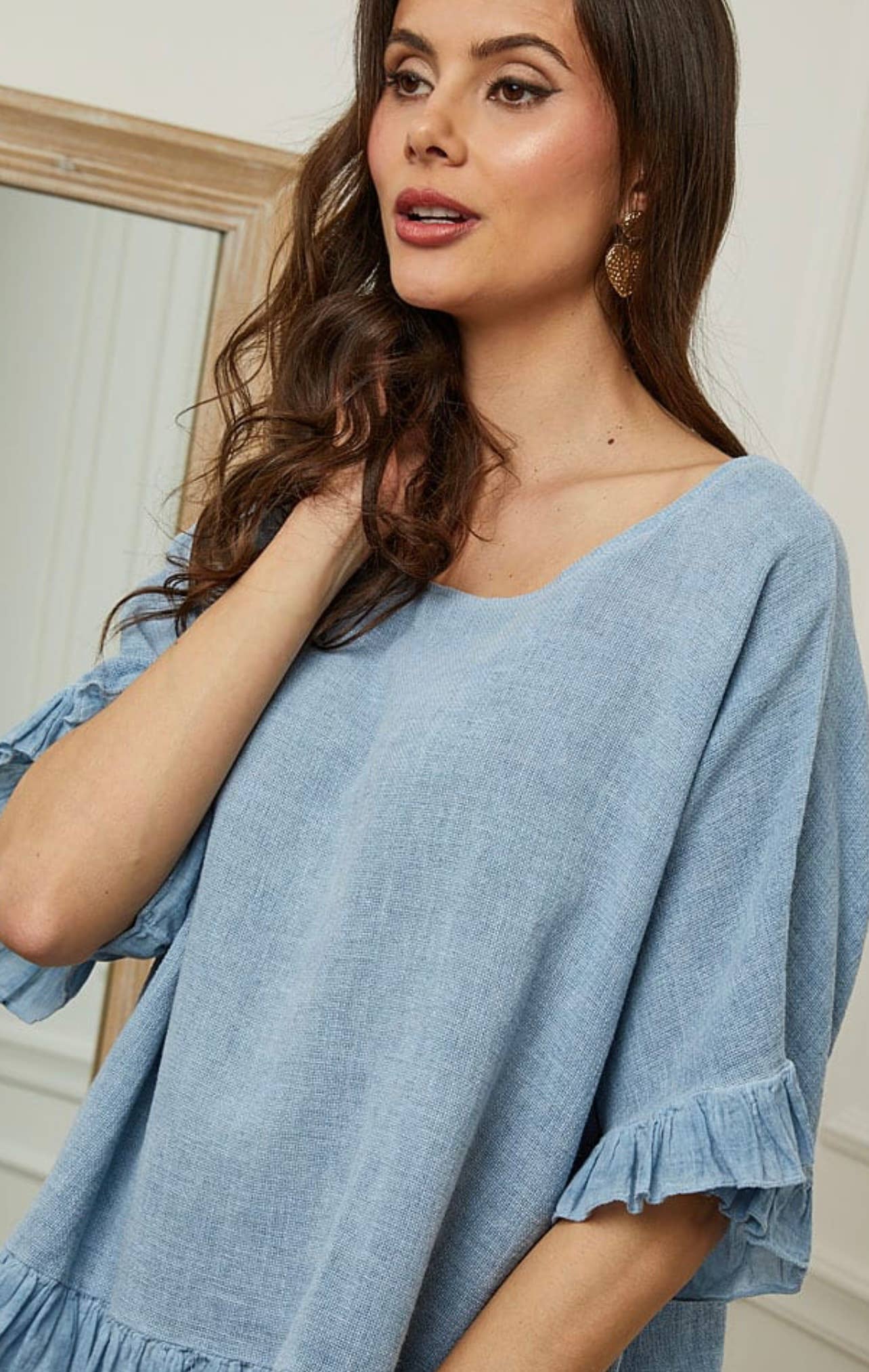 LÉA & LUC - Wholesale Blouse - Women's - Plain blouse in 50% Linen and 50% Cotton REF. 874713