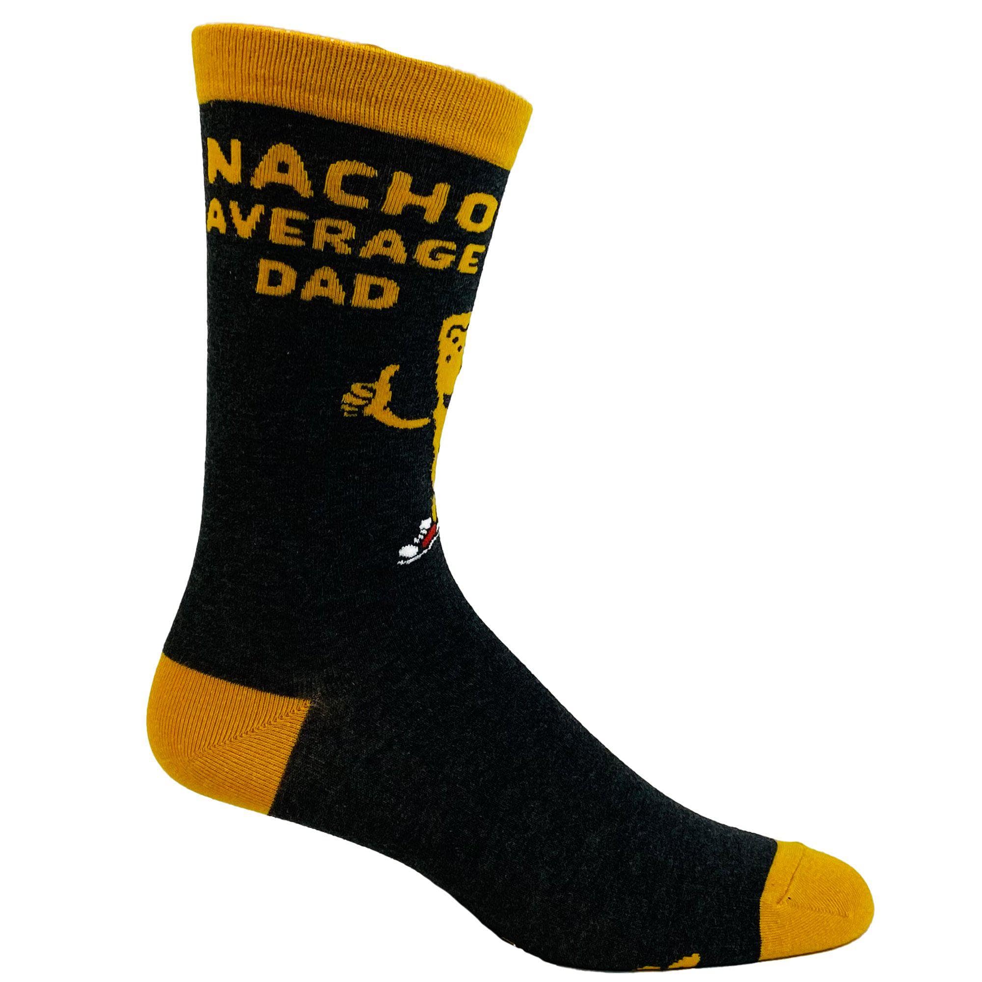 Black Men's Nacho Average Dad Socks Fathers Day Gift for Papa for wholesale on Faire3