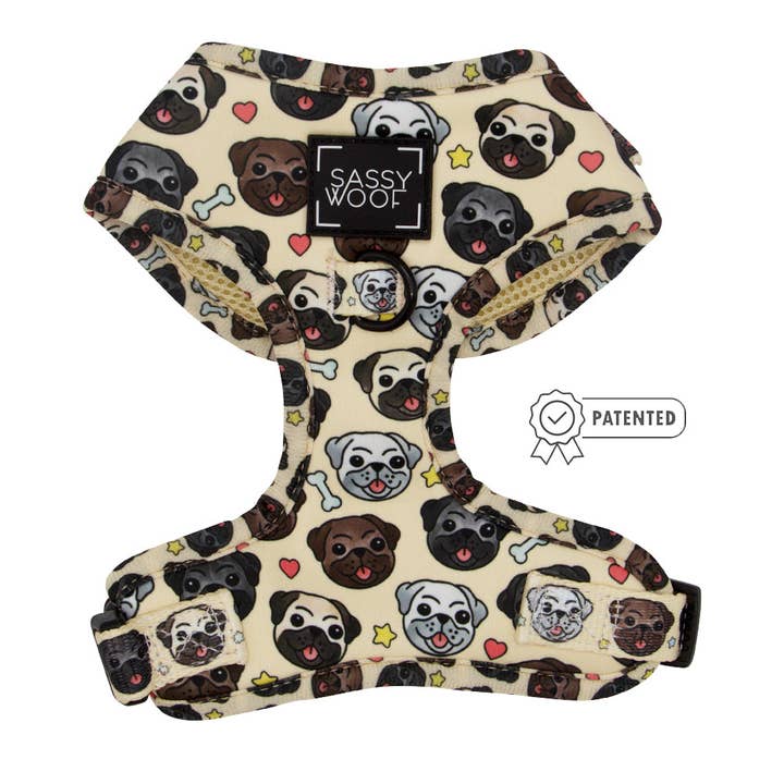 SASSY WOOF - Wholesale Pet Harness - Dog - Dog Adjustable Harness - It's a Pug's Life