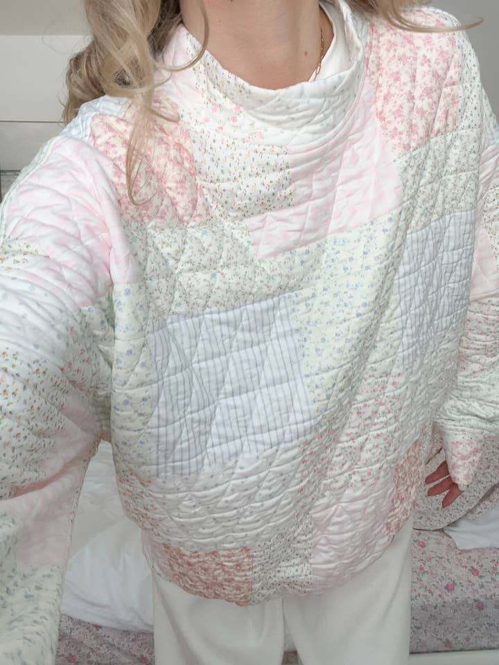 Quilted Pastel Mockneck Sweatshirt for wholesale on Faire