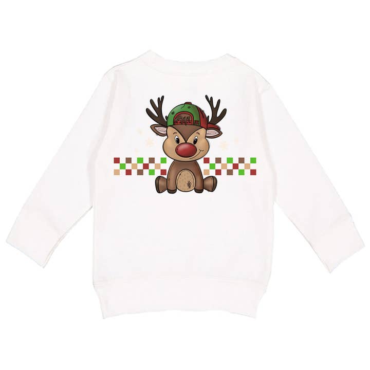 Sudadera Reindeer Boy Crew, blanca (para niños pequeños, jóvenes y adultos) para venta al por mayor de Micro Me