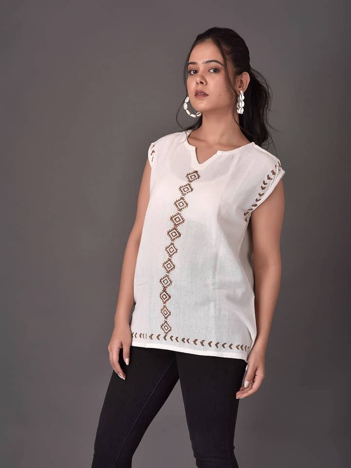 Meghcraft - Wholesale Tunic - Women's - Organic Cotton Summer Top | Women Sleeveless Tunic