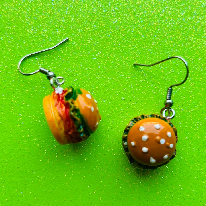 Alien Bratz - Wholesale Dangle Earrings - Cheeseburger Earrings Food Earrings Funky Earrings0