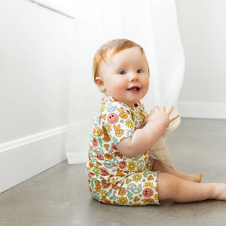 TWO PIECE SHORTIE SET- Groovy Summer for wholesale by millie + roo LLC