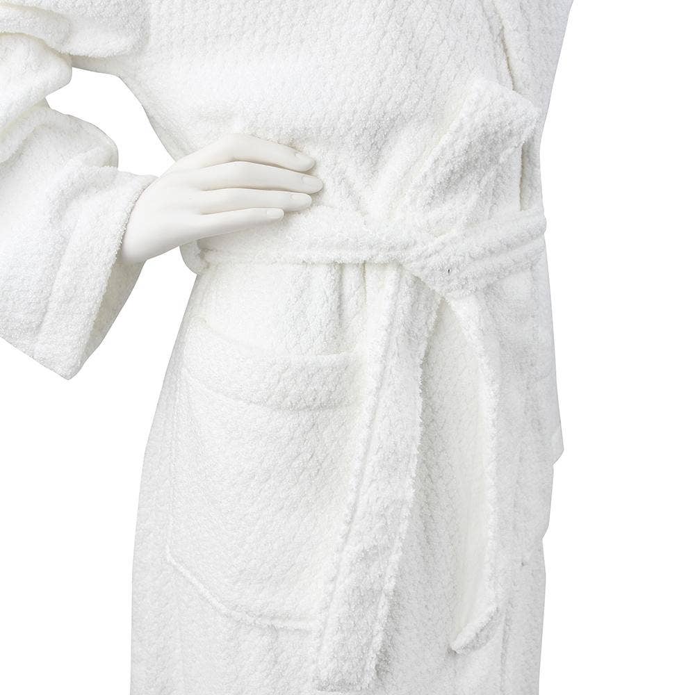 Everplush – Engroshandel Morgenkåbe - Unisex – Diamant Jacquard Badekåbe, XL-XXL, Hvid6