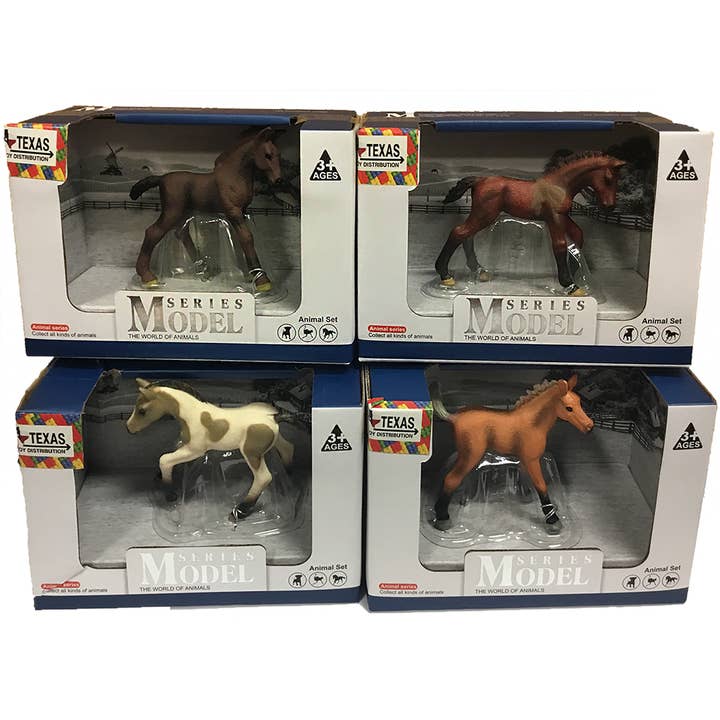 Horse Painted Resin Figurines in Open Window Box, 4 Styles for wholesale by Texas Toy Distribution
