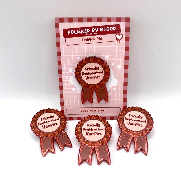 Vampiro Amigável do Bairro - Emblema de Alfinete de Esmalte Gótico por atacado de Enthralledyet Illustration