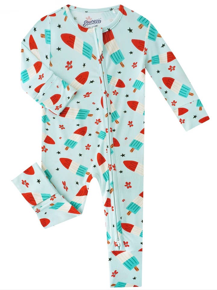 PoshTOT Bomb Pops Bamboo Baby Convertible Zippy Romper for wholesale by Charlie's Project Kids