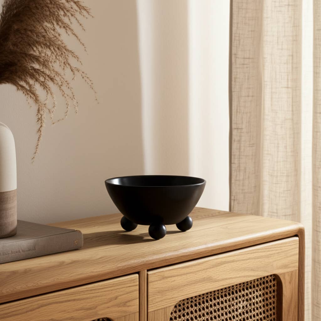 Sagebrook Home - Wholesale Decorative Plate/Dish/Bowl - Mango Wood Rounded Feet Decorative Bowl - Black, 12 in.