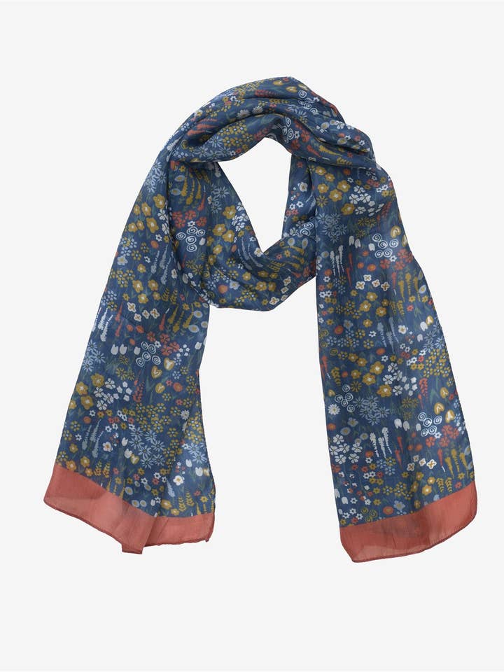 Trykt Silkeskærf - Eden Blå for engroshandel hos Quintessential