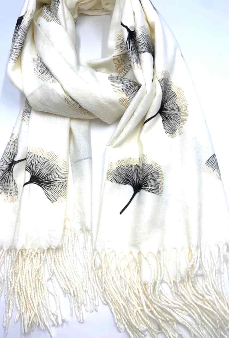 LINETA - Wholesale Scarf - Women's - Gingko Leaf Pattern Soft Scarf29