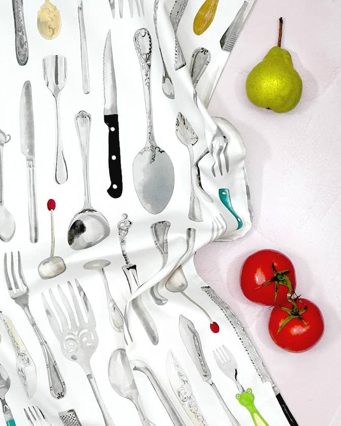 Corinne Alexander - Vente Torchons - Torchon The Cutlery Draw, fabriqué au Royaume-Uni, 100 % coton2