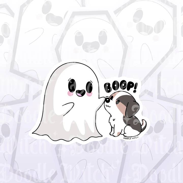 Ghost Boop Dog, Ghost Pet Dog Sticker for wholesale by DoodleWitch