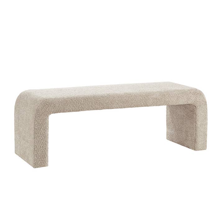 Olliix - Wholesale Bench - 52"W Boucle Waterfall Bench, Beige *