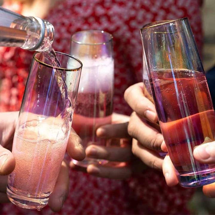 Forma House – wholesale Wine glass – Root7 / Drinkind - Prosecco Stemless 4-pack Rainbow3