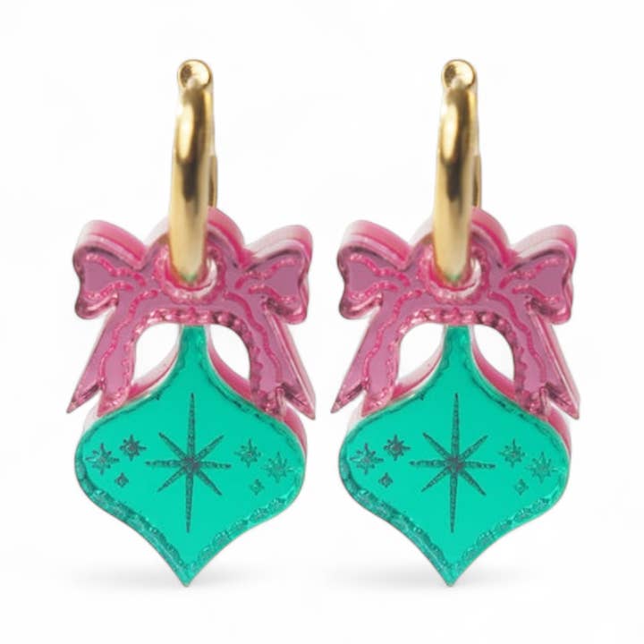 Christmas Bauble Huggie Earring for wholesale by Weezy Pop