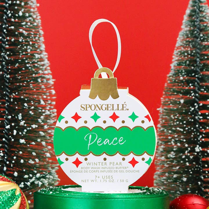 Spongellé | Christmas 2025 | Stocking Stuffers | Gifts – Großhandel Badepuff/-schwamm – Frieden - Winterbirnen-Festtagsornament Puffer Weihnachtsdekoration0