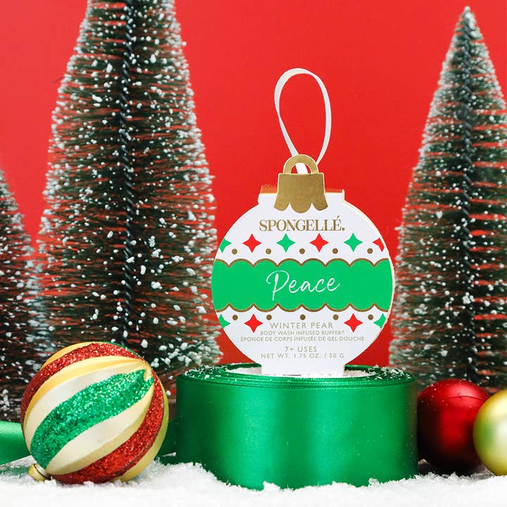 Spongellé - Wholesale Bath Pouf/Sponge - Peace - Winter Pear Holiday Ornament Buffer ChristmasÂ
