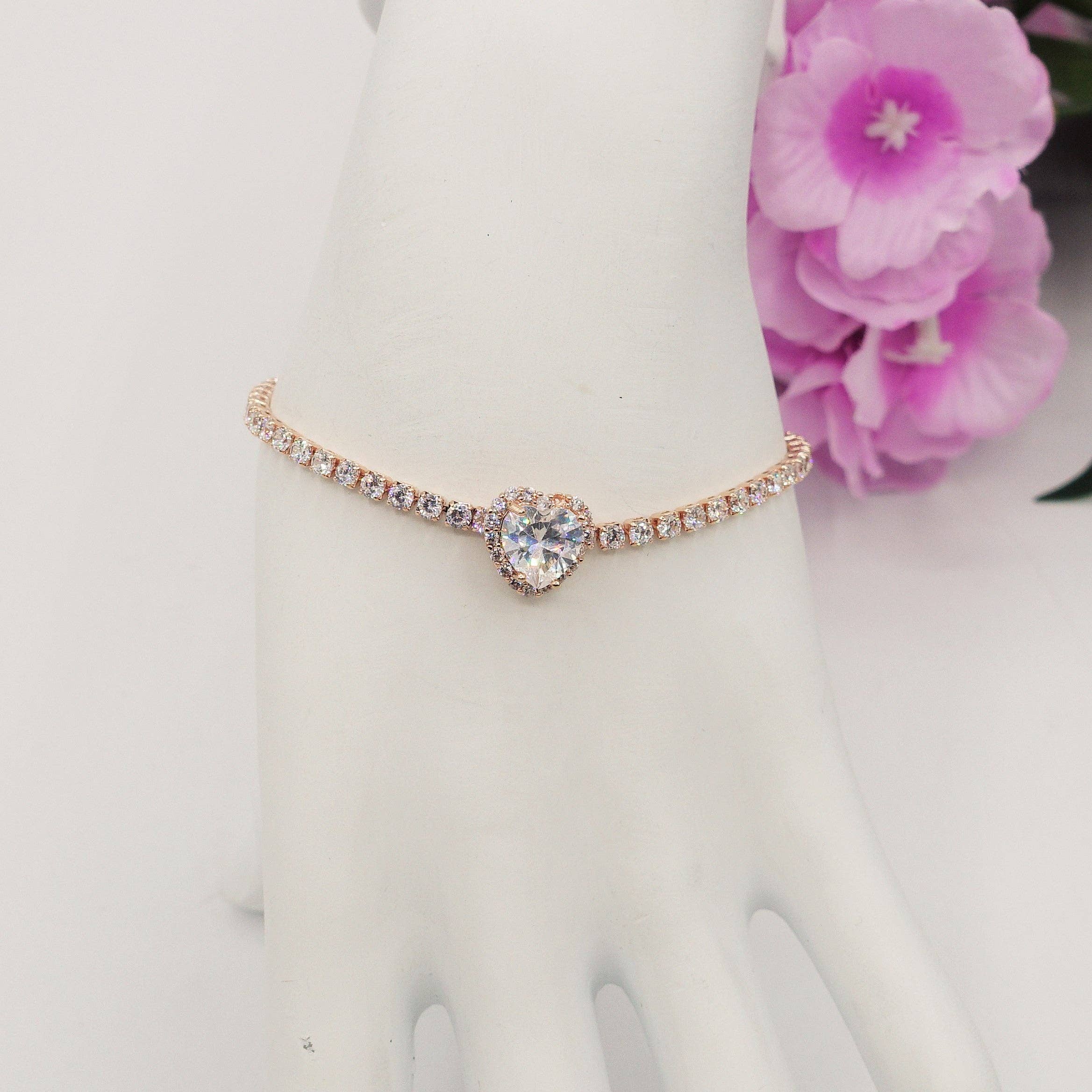 Daemon srls - Vendita all'ingrosso Bracciali tennis - DIANA ~Chunky~ Bracciale tennis con cuore in zirconi cubici3