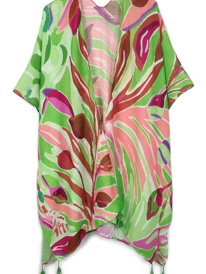 Hana - Wholesale Kimono - Women's - Floral Print Tassel Kimono