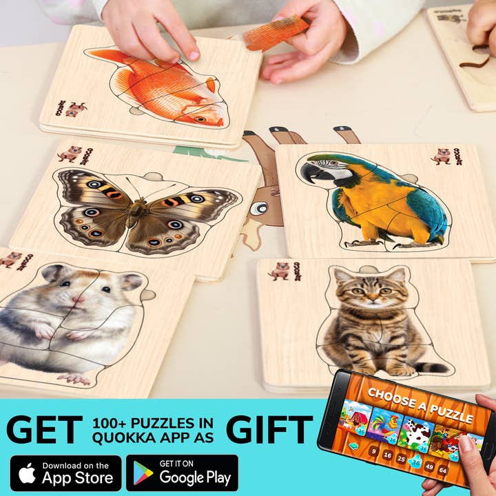 QUOKKA - Vendita all'ingrosso Puzzle - Bambini - Puzzle realistici in legno per bambini | Animali, uccelli, pesci