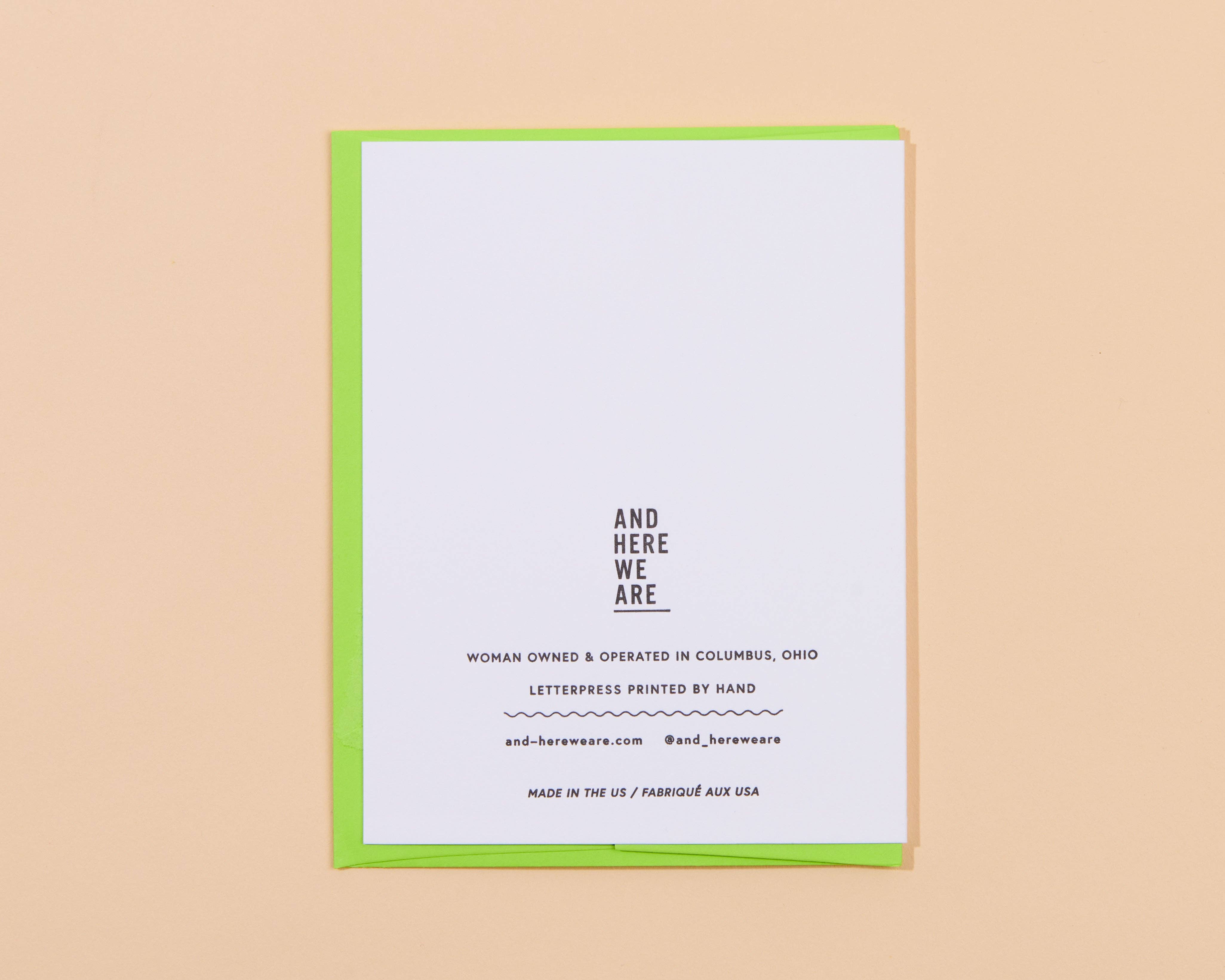 And Here We Are - Wholesale Everyday Greeting Card - Mean Girls Destroy the Patriarchy Feminist Letterpress Greeting Card - pop culture- Made in USA2