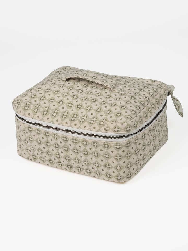 Cubo de embalaje de algodón - Estampado geométrico verde para venta al por mayor de Rosie Dalia