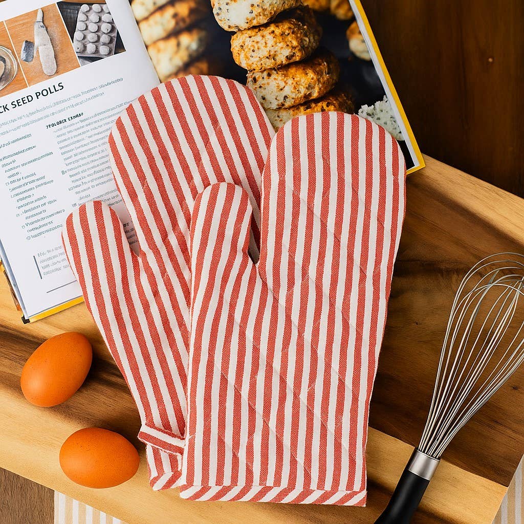 Fabstyles - Vendita all'ingrosso Guanti da forno/Presine - Set di 2 guanti da forno Bistro Stripe2