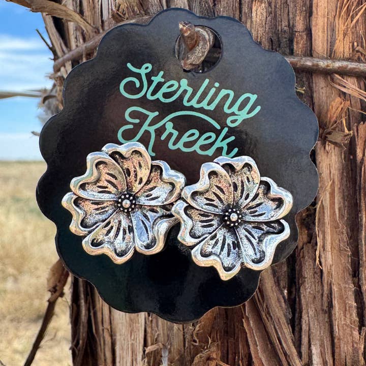 Sterling Kreek - Wholesale Jewelry - Men's - Tooled Flower Earrings (Studs)0