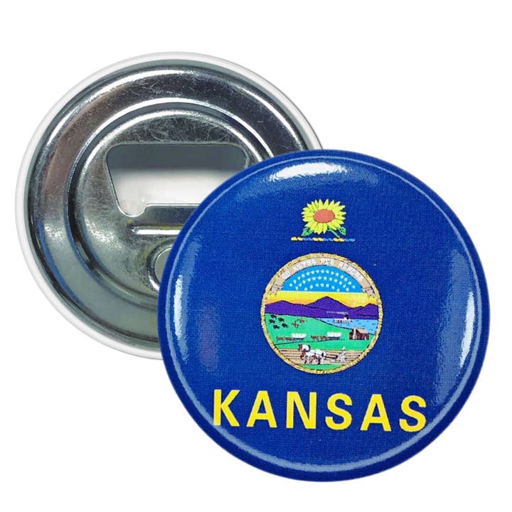 Bottle Opener-Magnet - State Flag Kansas - USA for wholesale by Worldwide Souvenirs
