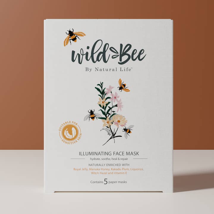 Illuminating Face Mask with Kakadu Plum, Manuka etc. , 5PACK for wholesale by Wild Bee skincare