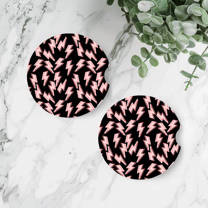 Set de dessous de verre Pink Lightning pour la vente par Honey Designs