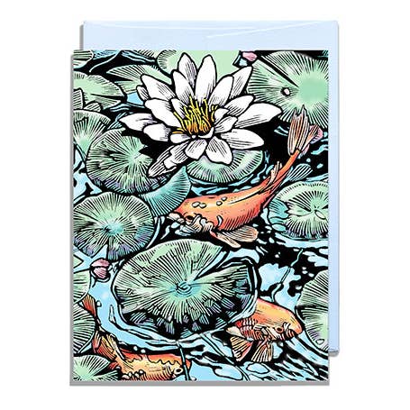 Blå Koi med blått kuvert för wholesale av Daniel Joseph Durkin Illustrations