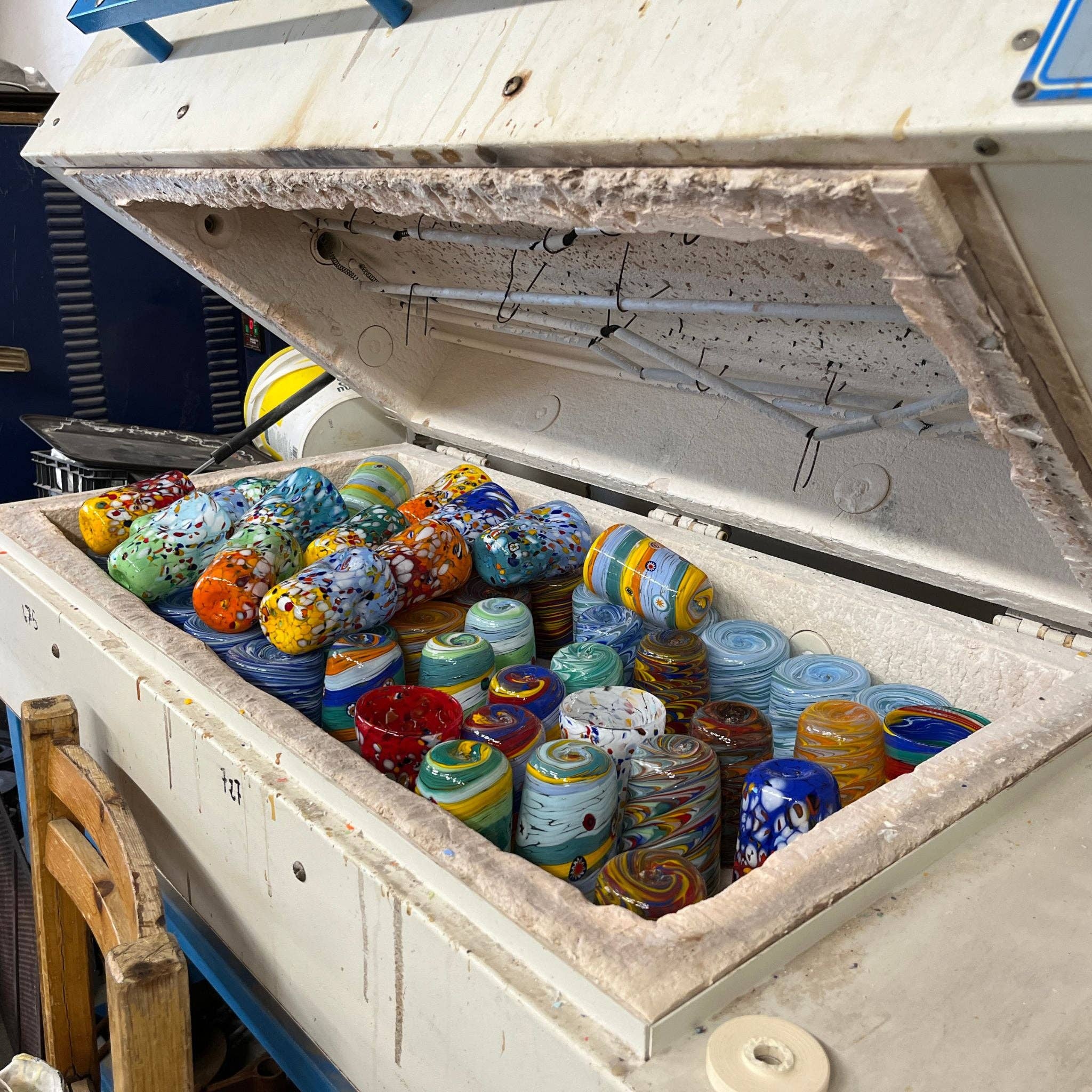 Via Graceffo - Wholesale Drinking Glass/Cup - Murano Glass Tumbler, Multicolor Pavone Marbled10