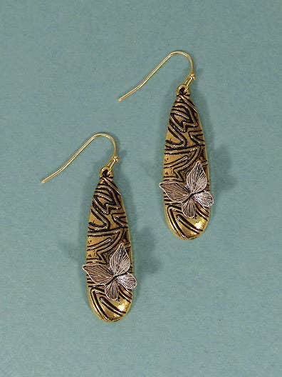 Graverade fjäril Drop Dingla Hook Örhängen för wholesale av TheTizana