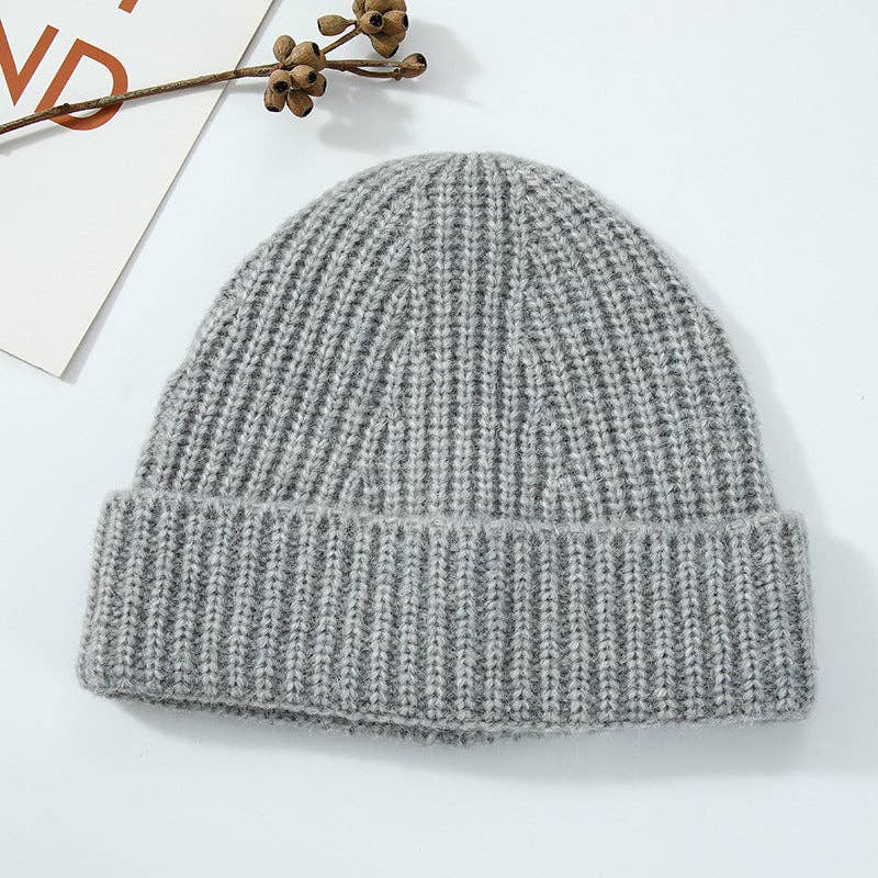 Dipped Shop - Wholesale Beanie - Women's - Simple Ribbed Solid Color Cuffed Knit Beanie DP25F6455
