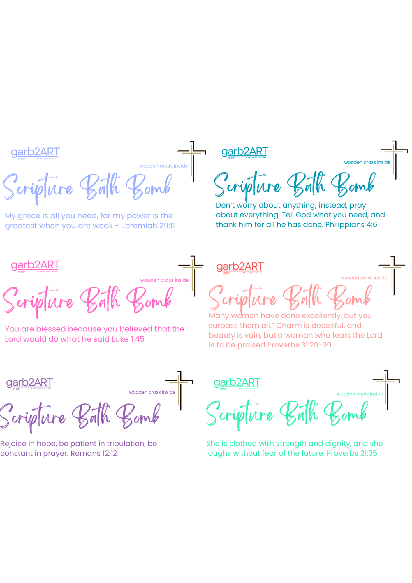 garb2ART - Wholesale Bath Bomb/Fizz - Scripture Bath Bomb | Romans 12:12 (cross inside)2