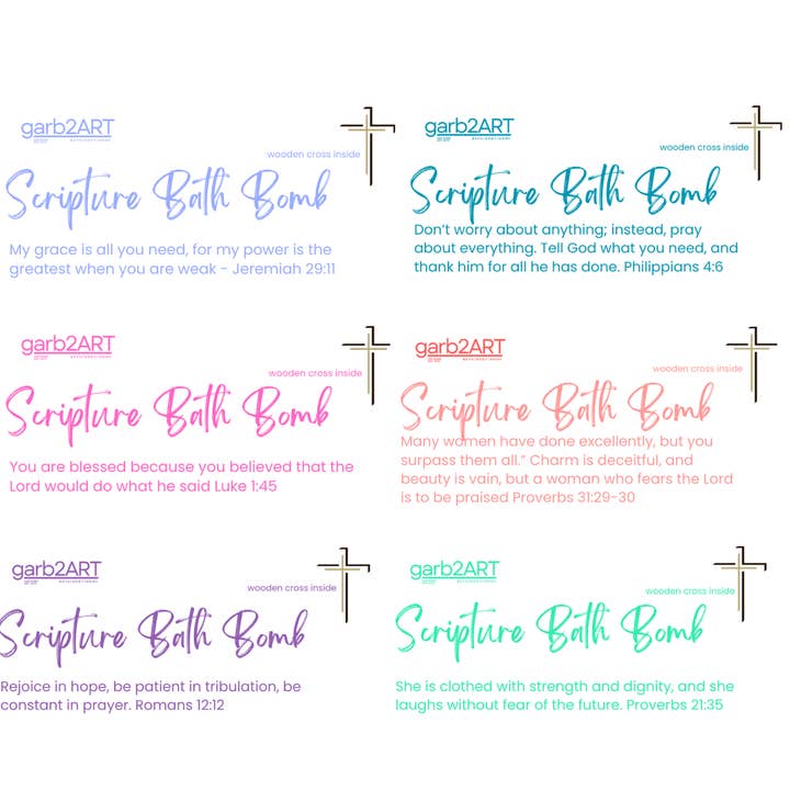 garb2ART - Wholesale Bath Bomb/Fizz - Scripture Bath Bomb | Romans 12:12 (cross inside)2
