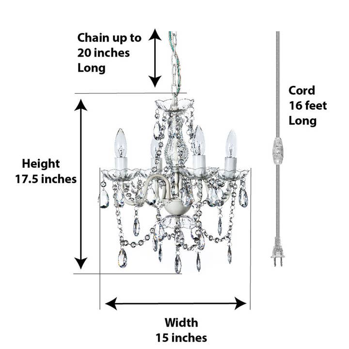 Think Brink - Wholesale Chandelier/Hanging Light - 4 Light Crystal White Plug-in Chandelier